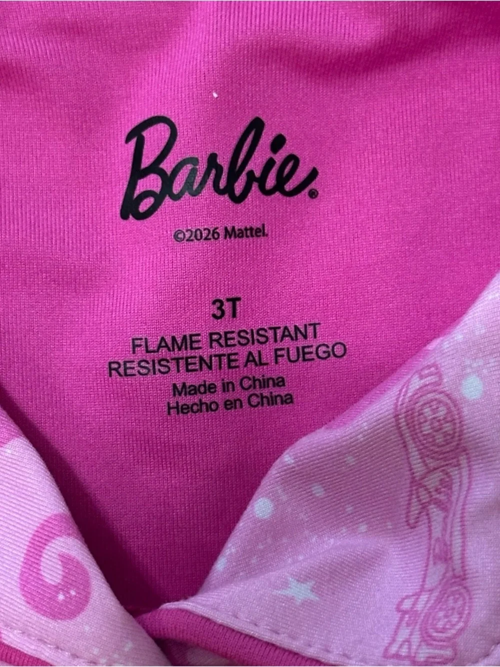 Barbie toddler girl 3T pink pajama set 2-piece shorts and shirt NWT